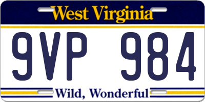 WV license plate 9VP984
