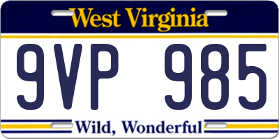 WV license plate 9VP985