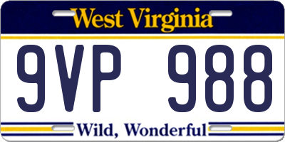 WV license plate 9VP988