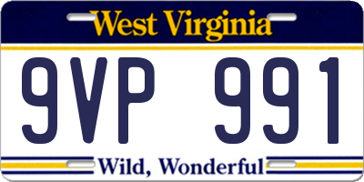 WV license plate 9VP991