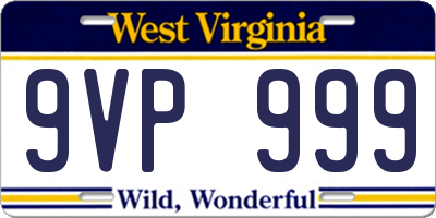 WV license plate 9VP999