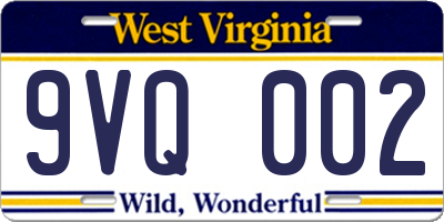 WV license plate 9VQ002