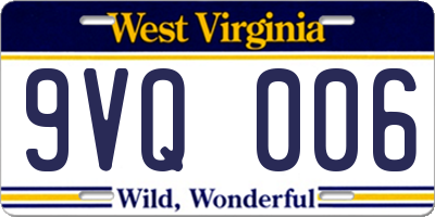 WV license plate 9VQ006