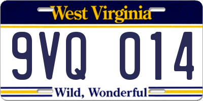 WV license plate 9VQ014