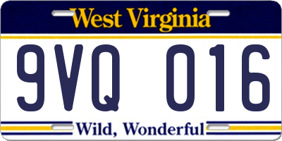WV license plate 9VQ016
