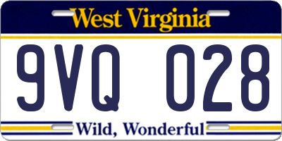 WV license plate 9VQ028