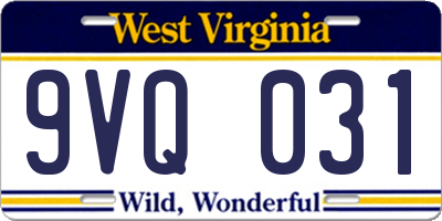 WV license plate 9VQ031