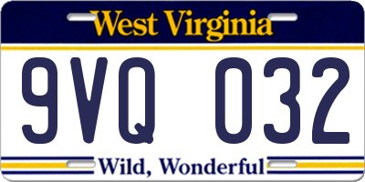 WV license plate 9VQ032