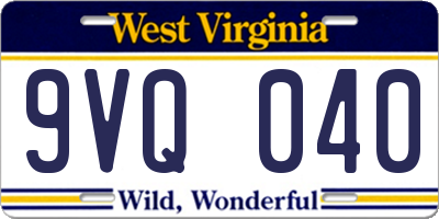 WV license plate 9VQ040