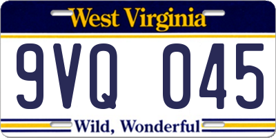 WV license plate 9VQ045