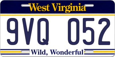 WV license plate 9VQ052