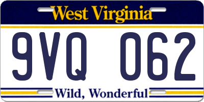 WV license plate 9VQ062