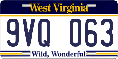 WV license plate 9VQ063