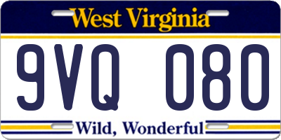 WV license plate 9VQ080