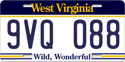 WV license plate 9VQ088