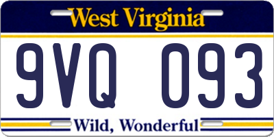 WV license plate 9VQ093