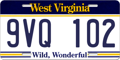 WV license plate 9VQ102