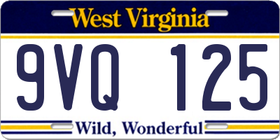 WV license plate 9VQ125