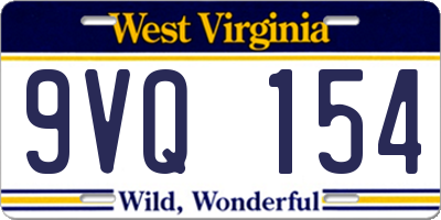 WV license plate 9VQ154