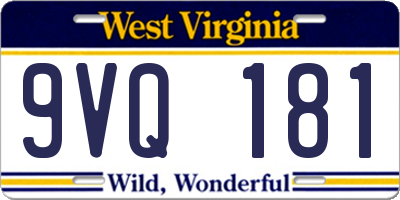 WV license plate 9VQ181