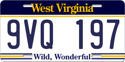 WV license plate 9VQ197