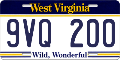 WV license plate 9VQ200