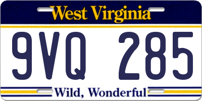 WV license plate 9VQ285