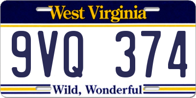 WV license plate 9VQ374