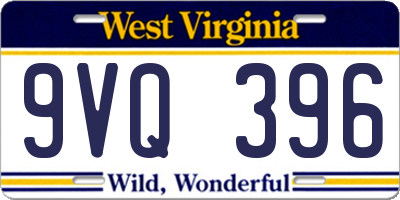WV license plate 9VQ396