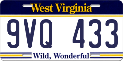 WV license plate 9VQ433