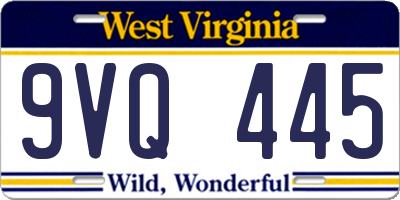 WV license plate 9VQ445