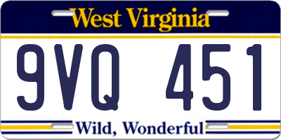 WV license plate 9VQ451