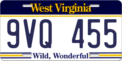 WV license plate 9VQ455