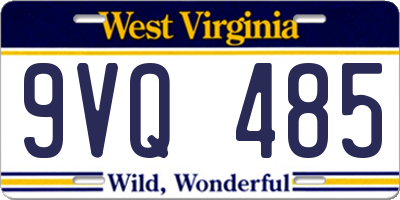WV license plate 9VQ485