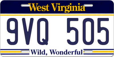 WV license plate 9VQ505
