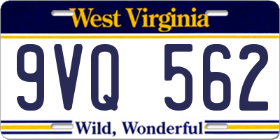 WV license plate 9VQ562