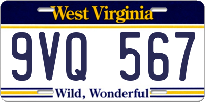 WV license plate 9VQ567