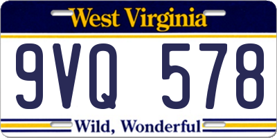 WV license plate 9VQ578