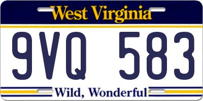 WV license plate 9VQ583