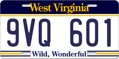 WV license plate 9VQ601
