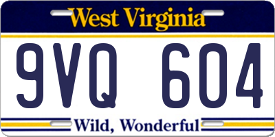WV license plate 9VQ604