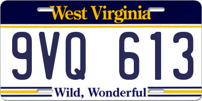 WV license plate 9VQ613