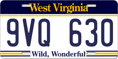 WV license plate 9VQ630