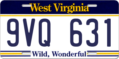 WV license plate 9VQ631