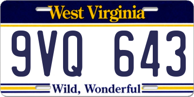 WV license plate 9VQ643