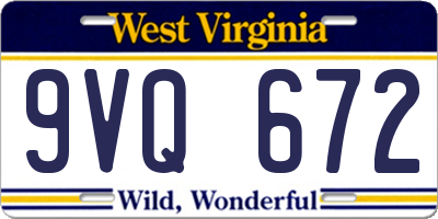 WV license plate 9VQ672