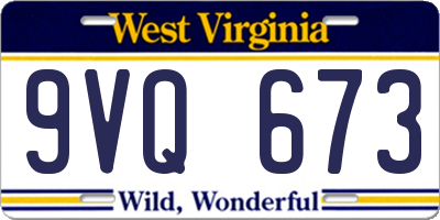 WV license plate 9VQ673