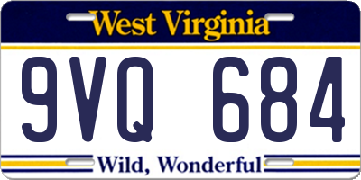 WV license plate 9VQ684
