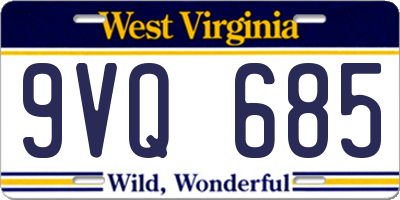WV license plate 9VQ685