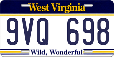 WV license plate 9VQ698